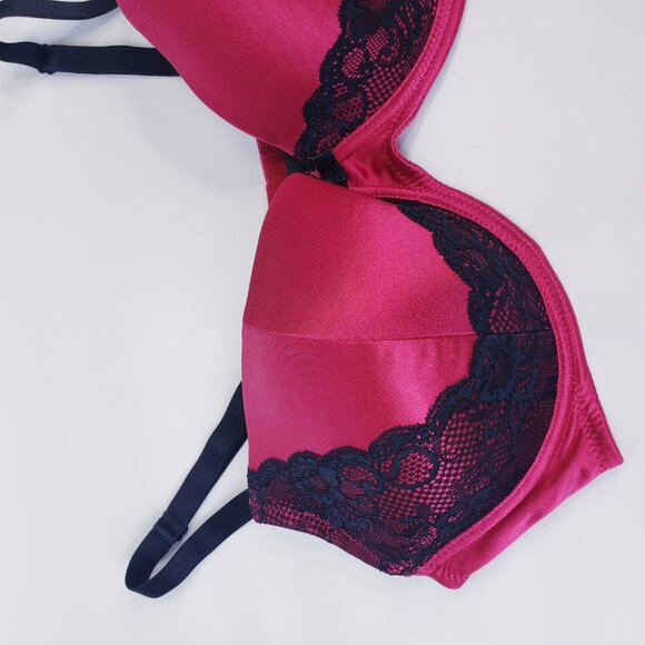 Fredericks of Hollywood Bra ~ Size 40DD Wine Red & Black Lace Padded Wire Bra - Picture 6 of 7